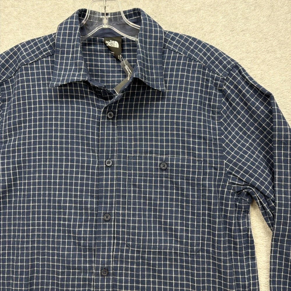 North Face Shirt‎ Mens Small Navy Blue Windowpane Check Arroyo Flannel NEW